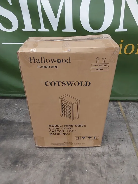 BRAND NEW BOXED COTSWOLD WINE TABLE - CO-WT (1 BOX)