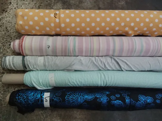 CAGE OF 5 ASSORTED KNIT PRINT FABRIC ROLLS