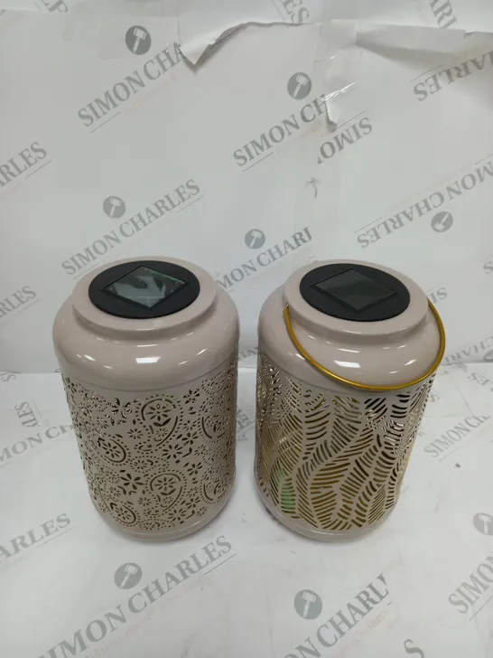 GARDEN REFLECTIONS SET OF 2 PATTERNED SOLAR LANTERNS, PAISLEY