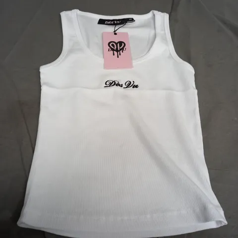 DES VU SCOOP NECK VEST TOP IN WHITE - XS