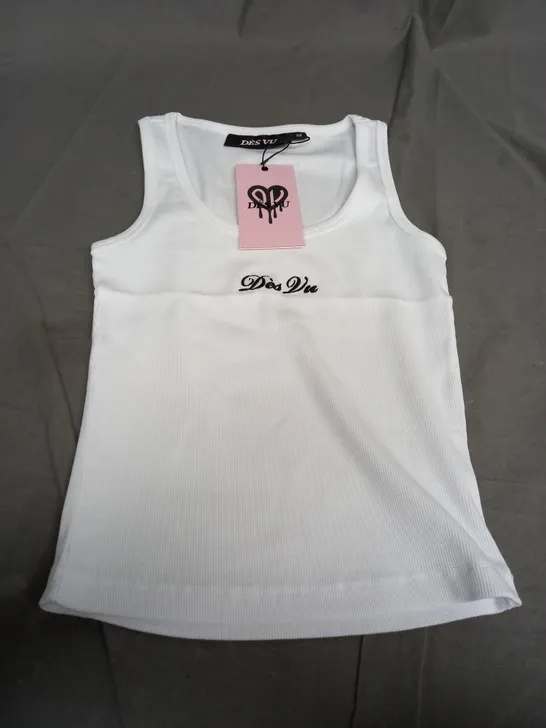 DES VU SCOOP NECK VEST TOP IN WHITE - XS