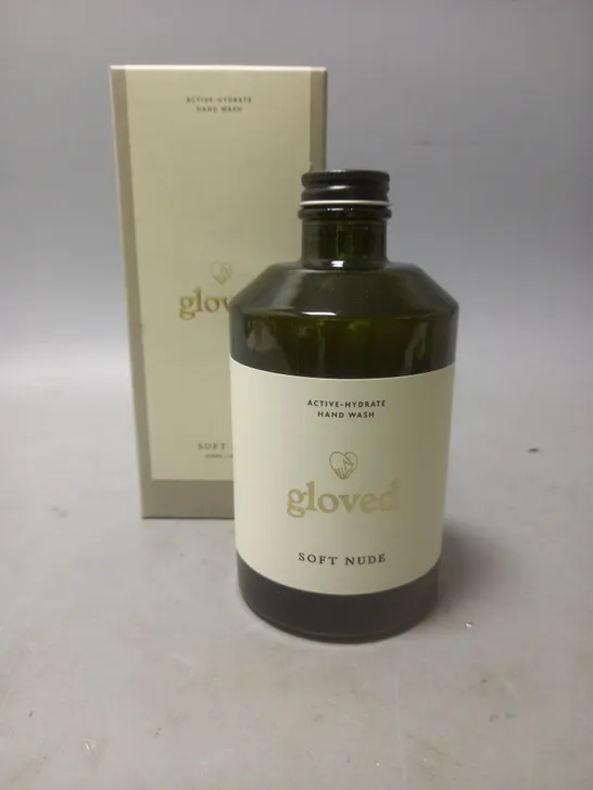 GLOVED SOFT NUDE ACTIVE-HYDRATE HAND WASH 375ML - COLLECTION ONLY - GLASS BOTTLE