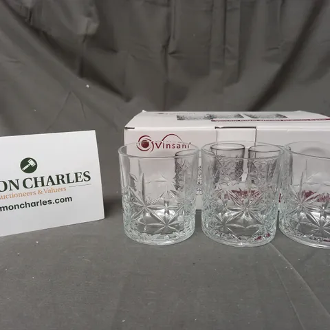 BOXED VINSANI SET OF 6 ROYAL WHISKEY GLASSES - COLLECTION ONLY