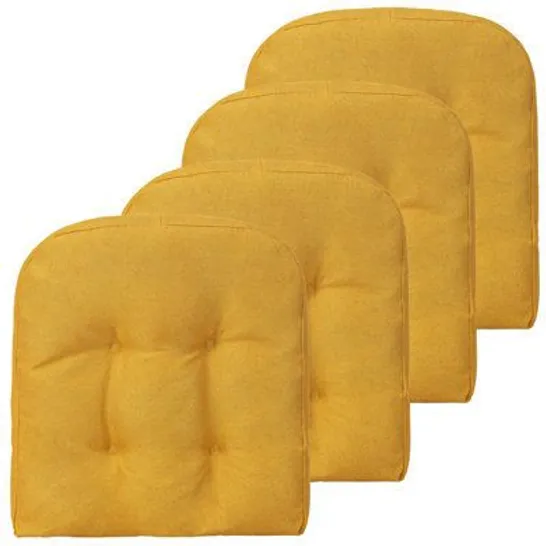 BOXED COSTWAY 4 PACK TUFTED CHAIR CUSHIONS COMFORTABLE SEAT PAD SKID-PROOF & OVERSTUFFED - YELLOW 