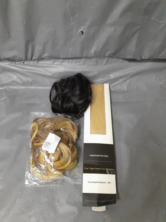 APPROXIMATELY 20 HAIR PIECES ASSORTED COLOURS AND STYLES