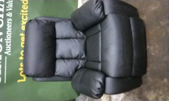 DESIGNER BLACK LEATHER POWER RECLINER ARMCHAIR 