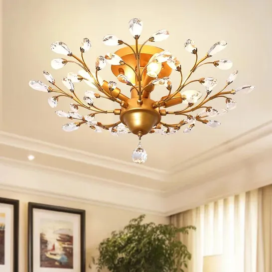 BOXED JAMEI 4-LIGHT 60CM GOLD UNIQUE SEMI FLUSH MOUNT (1 BOX)