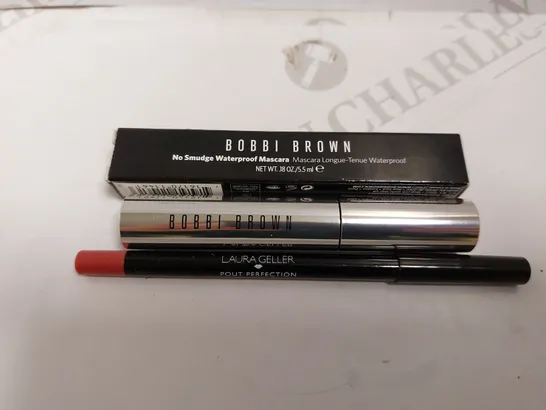 BOX OF 2 ITEMS TO INCLUDE BOBBI BROWN WATERPROOF MASCARA AND LAURA GELLER LIP LINER