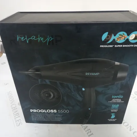 BOXED REVAMP PROGLOSS 5500 AC PROFESSIONAL 2400W DRYER DR-5500-GB