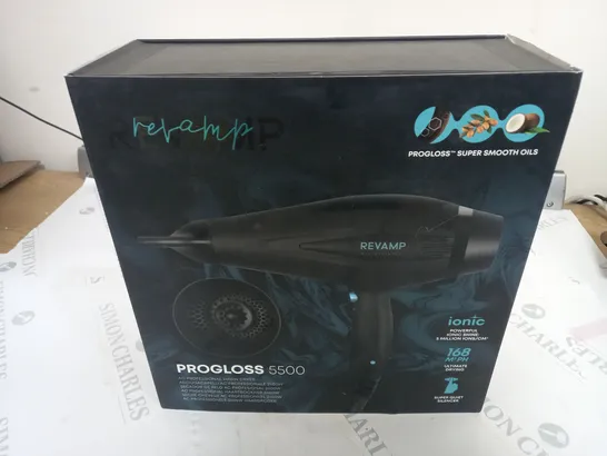 BOXED REVAMP PROGLOSS 5500 AC PROFESSIONAL 2400W DRYER DR-5500-GB