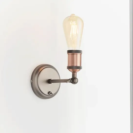 BOXED JURUPA VALLEY 1 LIGHT PEWTER/COPPER ARMED SCONCE 