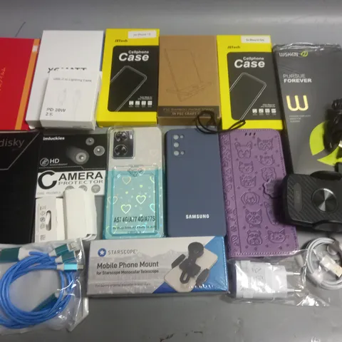 LOT OF ASSORTED MOBILE PHONE ACCESSORIES TO INCLUDE CASES, CABLES, MOUNTS, STANDS AND PROTECTORS