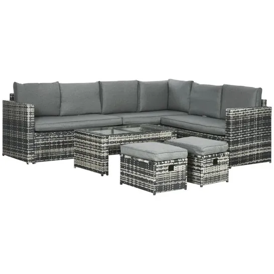 BOXED LEWAYNE RATTAN WICKER 8-PERSON SEATING GROUP WITH CUSHIONS (3 BOXES)