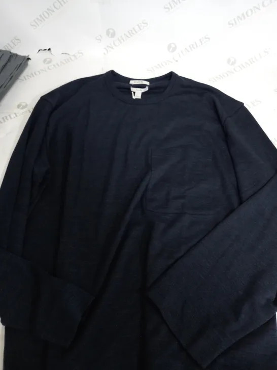 COS RELAXED NAVY LONG SLEEVE T-SHIRT - MEDIUM