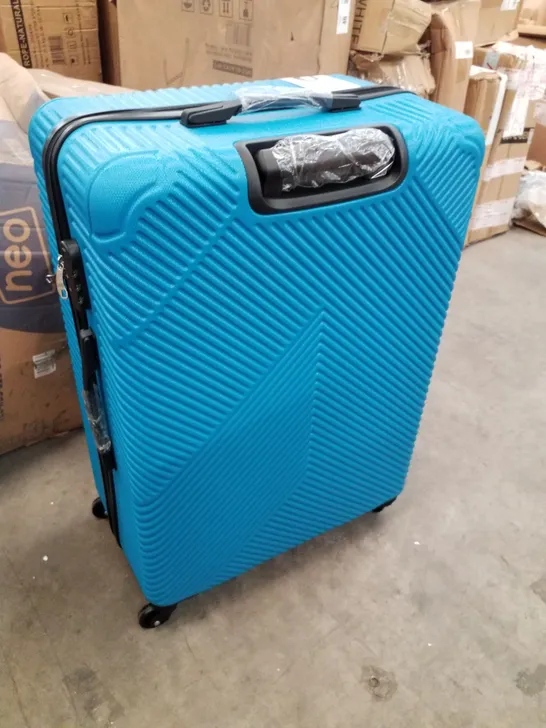 BOXED ELECTRIC BLUE 3 PIECE HARD SHELL LUGGAGE SUITCASE SET