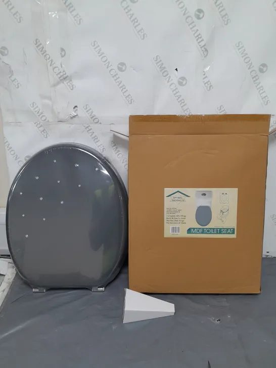 BOXED MDF TOILET SEAT DIAMANTE GREY 