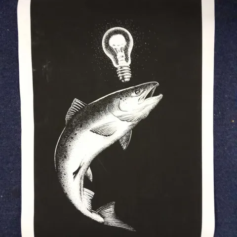 FISH LIGHT BULB BLACK/WHITE ART PRINT 