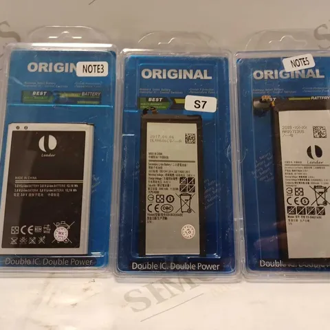 LOT OF APPROXIMATELY 10 ASSORTED ORIGINAL DOUBLE IC DOUBLE POWER BATTERIES TO INCLUDE NOTE3, S7, NOTE5, ETC