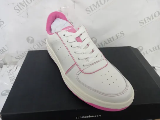 BOXED PAIR OF DUNE TRAINERS IN PINK/WHITE UK SIZE 7