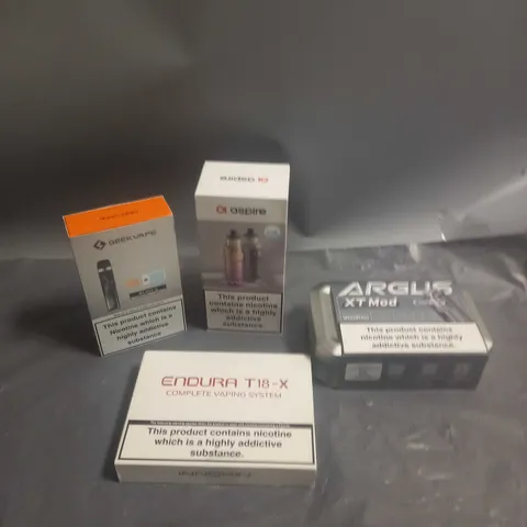 APPROXIMATELY 20 BOXED E-CIGARETTES TO INCLUDE GEEK VAPE, ASPIRE, ETC 