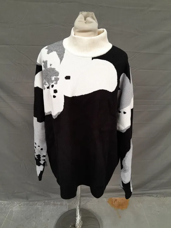 WYNNE COLLECTIONFLORAL SWEATER IN GREY/BLACK SIZE XL