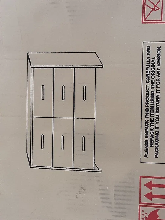 BOXED STRATFORD 6 DRAWER WIDE CHEST,  GREY OAK , BOX 1/2 , NO BOX 2 