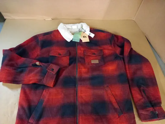 QUICKSILVER RED CHECK FLEECY JACKET - L/G