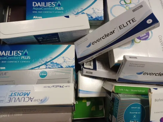 BOX OF APPROX 25 ASSORTED CONTACT LENSES 