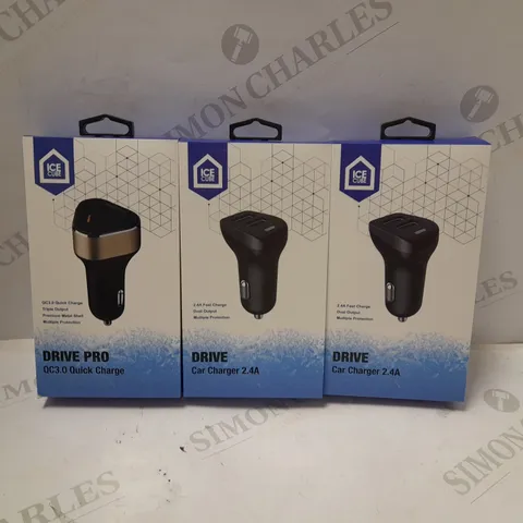 BOX OF 3 SEALED ICE CUBE DRIVE & DRIVE PRO VEHICLE USB CHARGERS 