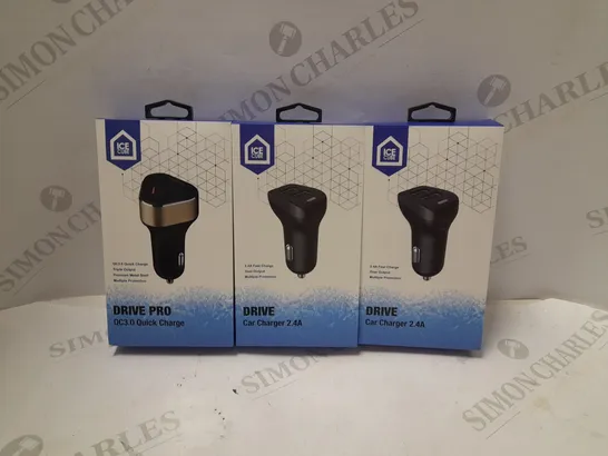 BOX OF 3 SEALED ICE CUBE DRIVE & DRIVE PRO VEHICLE USB CHARGERS 