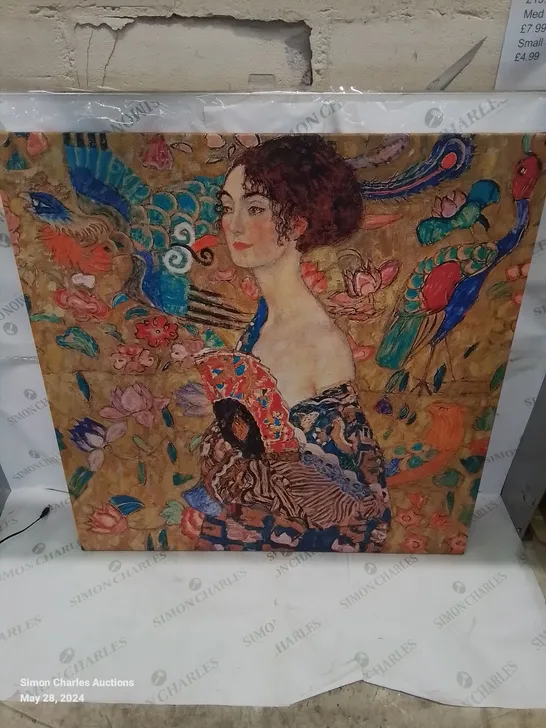 A BOXED CANVAS ARTWORK -DONNA CON VENTAGLIO- BY GUSTAV KLIMT 