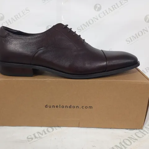 BOXED PAIR OF DUNE LONDON LEATHER LACE UP SHOES IN BROWN UK SIZE 12