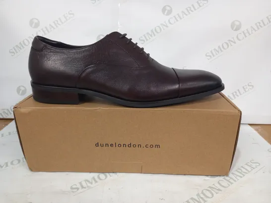 BOXED PAIR OF DUNE LONDON LEATHER LACE UP SHOES IN BROWN UK SIZE 12