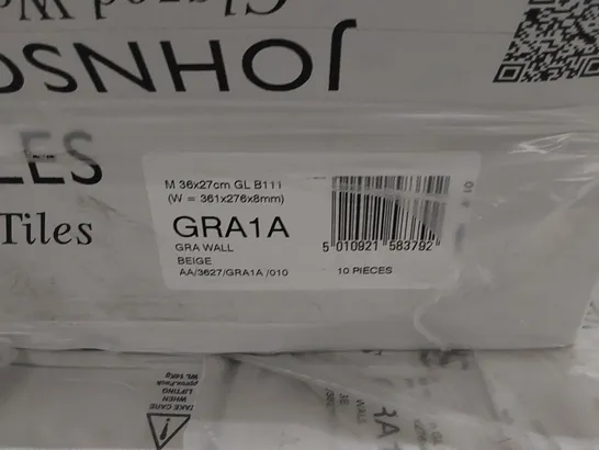 PALLET TO CONTAIN APPROX 46 X PACKS OF JOHNSONS TILES GRA BEIGE GLAZED WALL & FLOOR TILES - 10 TILES PER PACK // TILE SIZE: 361 X 361 X 8mm