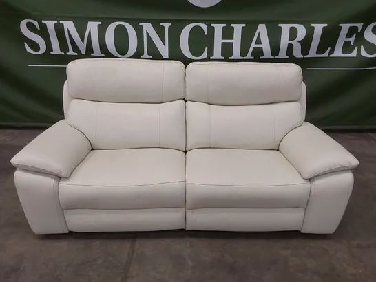 QUALITY DESIGNER ITALIAN MADE PATRIZIO 3 SEATER ELECTRIC RECLINING SOFA IN WHITE LEATHER