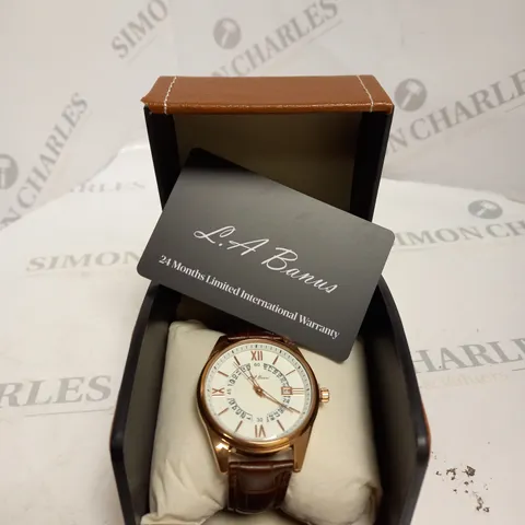 L.A BANNS WATCH WITH LEATHER STRAP 