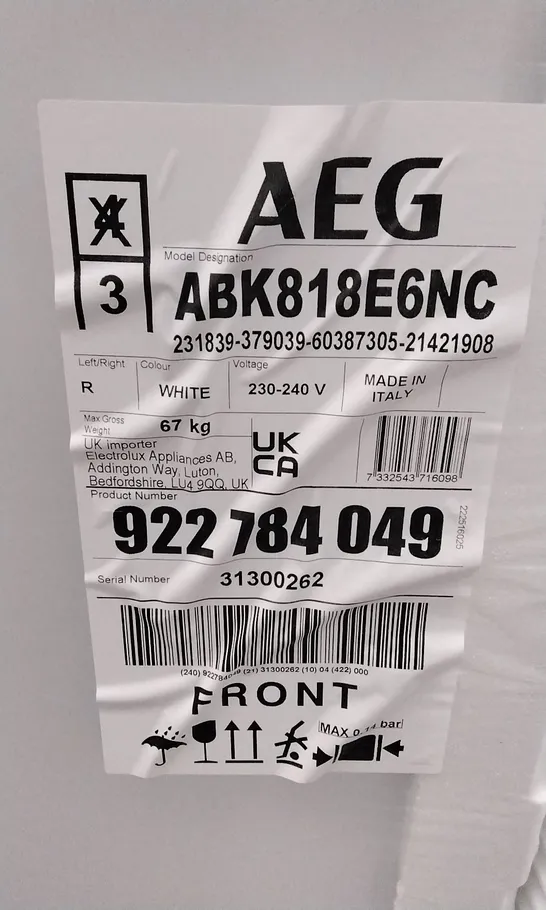 AEG ABK818E6NC REFRIGERATOR RRP £1000