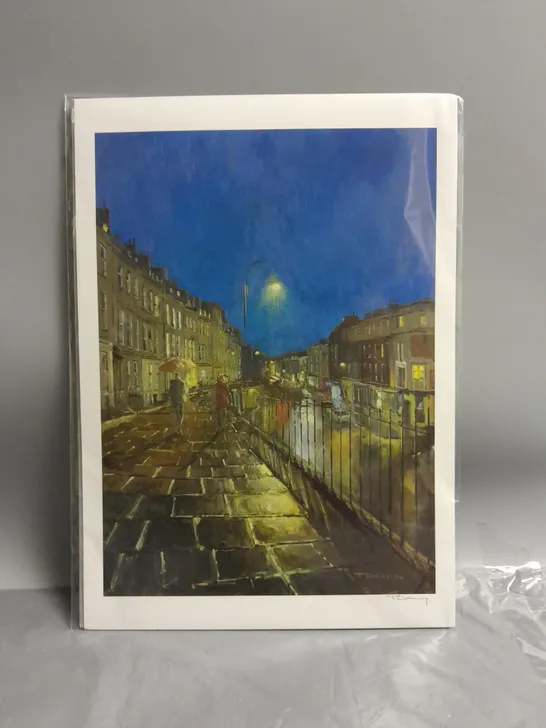 NIGHT STREET PAINTING PRINT BY THOMAS DAVEY APPROX 29.7CMX42CM