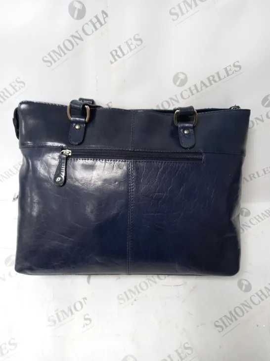 ASHWOOD GENUINE LEATHER HAND BAG - BLUE.