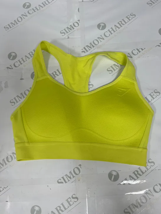 GYMSHARK SPORTS BRA IN NEON YELLOW SIZE SMALL