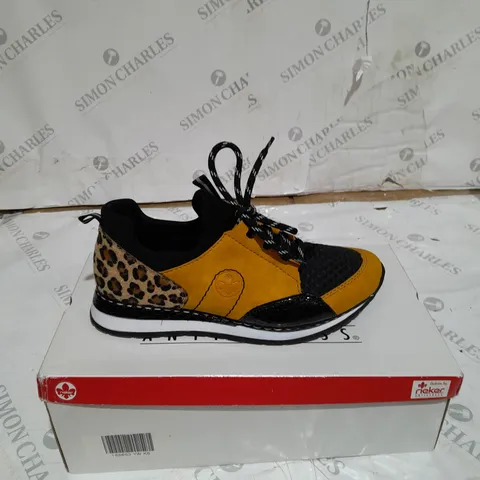 BOXED RIEKER TRAINERS YELLOW, BLACK AND WHITE SIZE 7