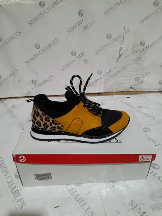 BOXED RIEKER TRAINERS YELLOW, BLACK AND WHITE SIZE 7