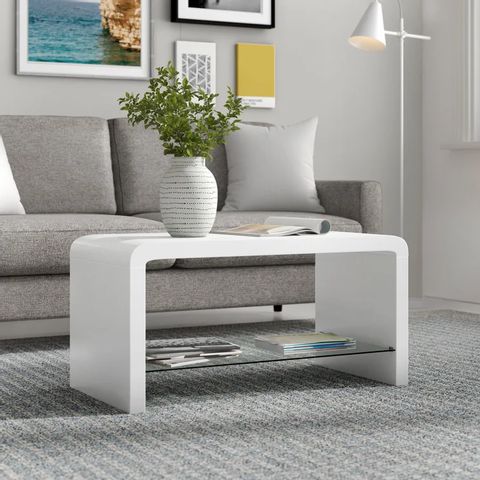 BOXED FARRAH SLED COFFEE TABLE WITH STORAGE WHITE 
