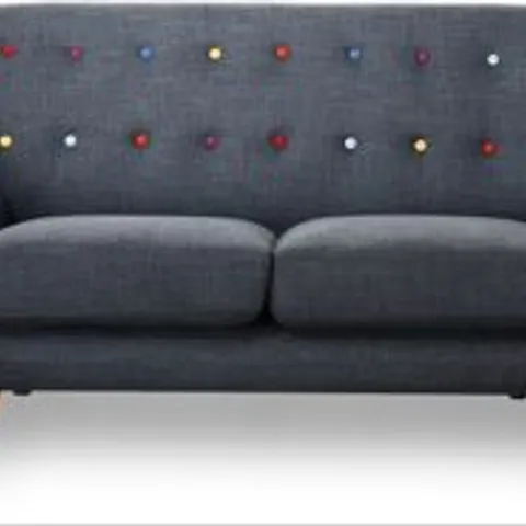 BRAND NEW BOXED RITCHIE ANTHRACITE GREY WITH RAINBOW BUTTONS TWO SEATER SOFA