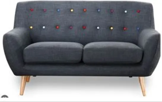 BRAND NEW BOXED RITCHIE ANTHRACITE GREY WITH RAINBOW BUTTONS TWO SEATER SOFA