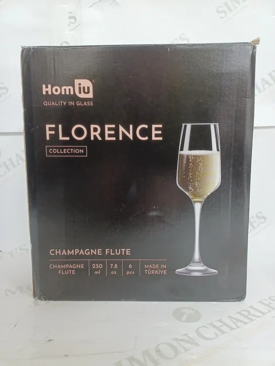 BOXED HOMIO FLORENCE CHAMPAGNE FLUTE 6 PEICE