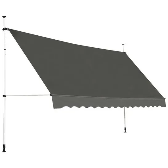 BOXED COSTWAY TELESCOPIC AWNING SUN SHADE WITH MANUAL CRANK - GREY