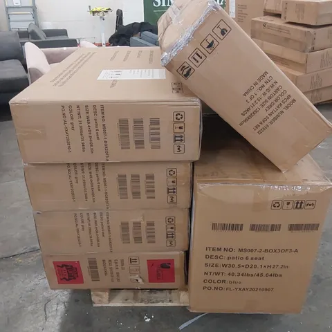 PALLET OF ASSORTED BOXED BRAND NEW INCOMPLETE GARDEN AND PATIO FURNITURE SETS 