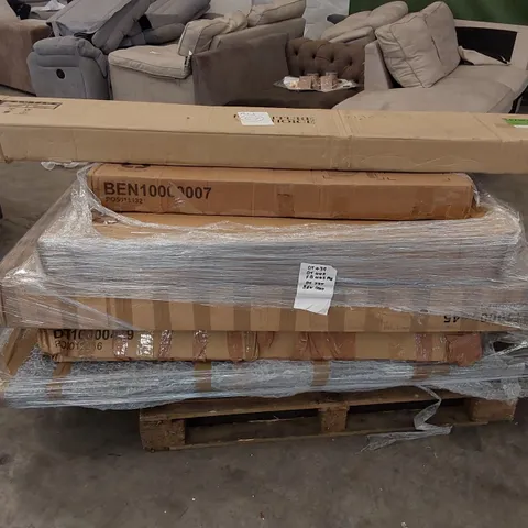 PALLET OF ASSORTED FURNITURE PARTS INCLUDING MOSTLY TABLE PARTS