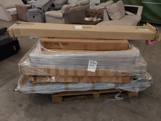 PALLET OF ASSORTED FURNITURE PARTS INCLUDING MOSTLY TABLE PARTS